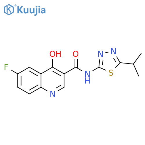 6-fluoro-4-hydroxy-N-5-(propan-2-yl)-1,3,4-thiadiazol-2-ylquinoline-3-carboxamide structure