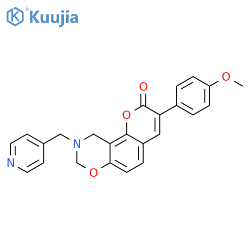 3-(4-methoxyphenyl)-9-(pyridin-4-yl)methyl-2H,8H,9H,10H-chromeno8,7-e1,3oxazin-2-one structure