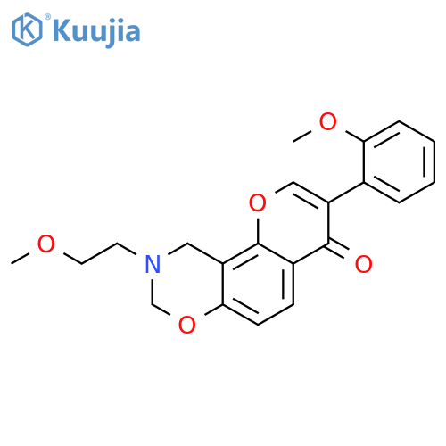 9-(2-methoxyethyl)-3-(2-methoxyphenyl)-4H,8H,9H,10H-chromeno8,7-e1,3oxazin-4-one structure