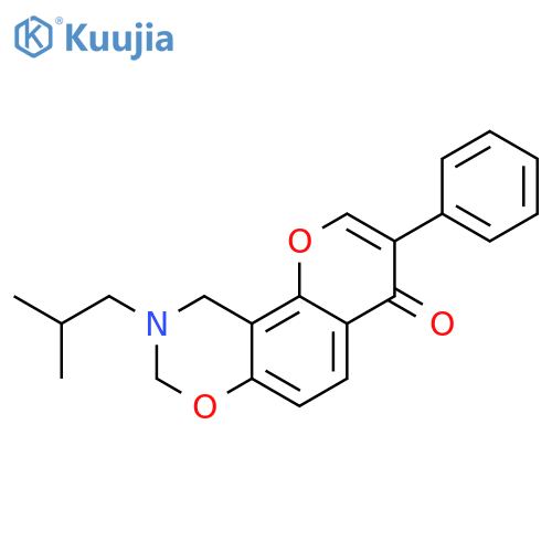 9-(2-methylpropyl)-3-phenyl-4H,8H,9H,10H-chromeno8,7-e1,3oxazin-4-one structure