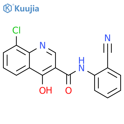 8-chloro-N-(2-cyanophenyl)-4-hydroxyquinoline-3-carboxamide structure