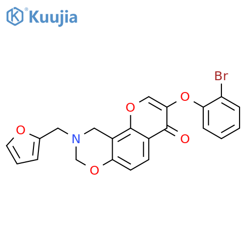 3-(2-bromophenoxy)-9-(furan-2-yl)methyl-4H,8H,9H,10H-chromeno8,7-e1,3oxazin-4-one structure