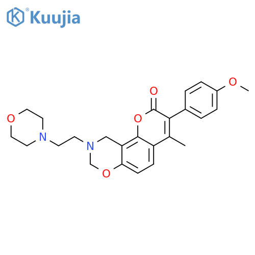 3-(4-methoxyphenyl)-4-methyl-9-2-(morpholin-4-yl)ethyl-2H,8H,9H,10H-chromeno8,7-e1,3oxazin-2-one structure