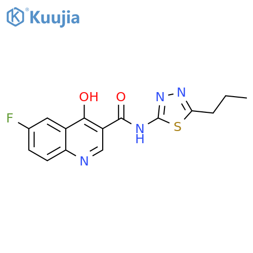 6-fluoro-4-hydroxy-N-(5-propyl-1,3,4-thiadiazol-2-yl)quinoline-3-carboxamide structure