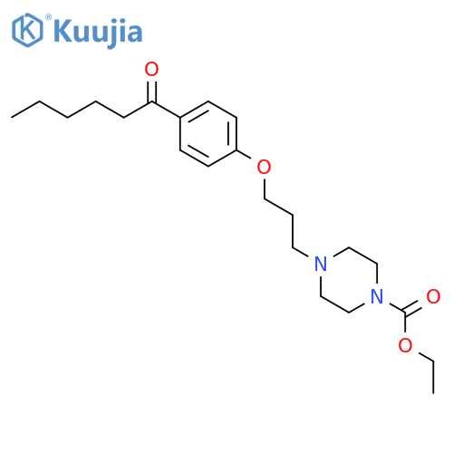 1-Piperazinecarboxylic acid, 4-[3-[4-(1-oxohexyl)phenoxy]propyl]-, ethylester structure