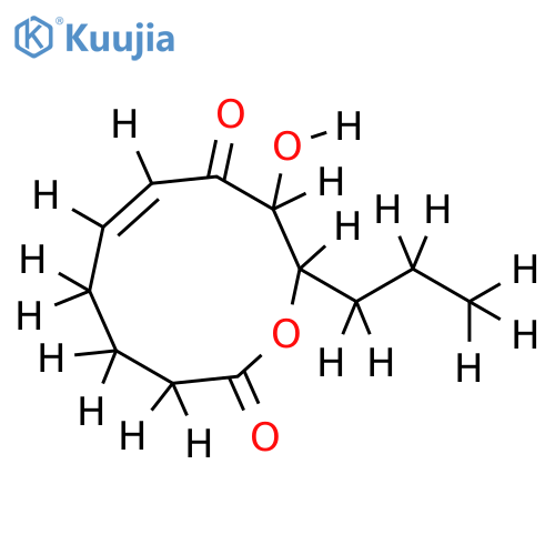 (6E,9R,10R)-4,5-9,10-tetrahydro-9-hydroxy-10-propyl-3H-oxecin-2,8-dione structure