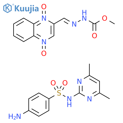 Hydrazinecarboxylic acid, [(1,4-dioxido-2-quinoxalinyl)methylene]-, methyl ester, mixt. with 4-amino-N-(4,6-dimethyl-2-pyrimidinyl)benzenesulfonamide (9CI) structure
