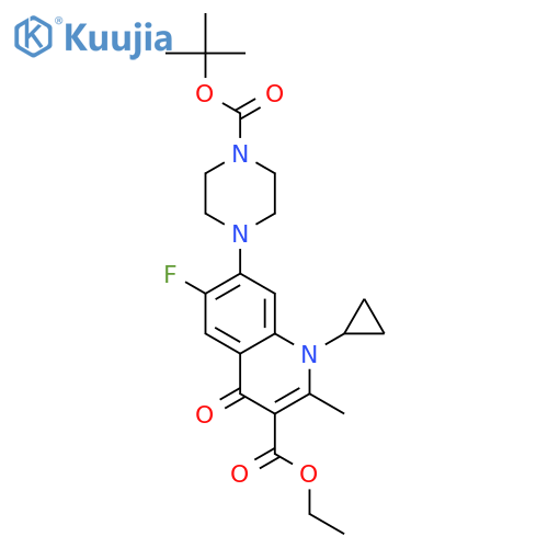 Ethyl 7-(4-(tert-butoxycarbonyl)piperazin-1-yl)-1-cyclopropyl-6-fluoro-2-methyl-4-oxo-1,4-dihydroquinoline-3-carboxylate structure