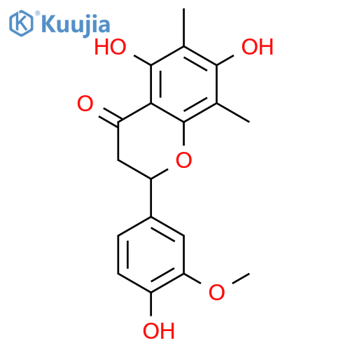 5,7-Dihydroxy-2-(4-hydroxy-3-methoxy-phenyl)-6,8-dimethyl-chroman-4-on structure