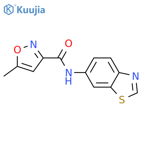 N-(1,3-benzothiazol-6-yl)-5-methyl-1,2-oxazole-3-carboxamide structure