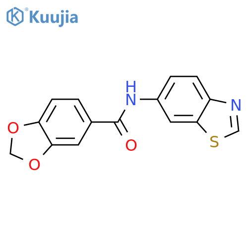 N-(1,3-benzothiazol-6-yl)-2H-1,3-benzodioxole-5-carboxamide structure