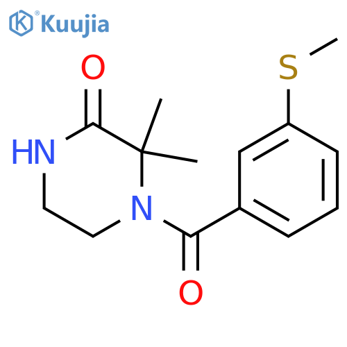 3,3-dimethyl-4-3-(methylsulfanyl)benzoylpiperazin-2-one structure