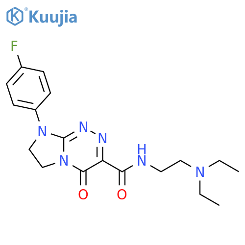 N-2-(diethylamino)ethyl-8-(4-fluorophenyl)-4-oxo-4H,6H,7H,8H-imidazo2,1-c1,2,4triazine-3-carboxamide structure