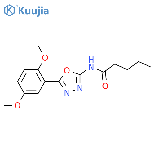 N-5-(2,5-dimethoxyphenyl)-1,3,4-oxadiazol-2-ylpentanamide structure