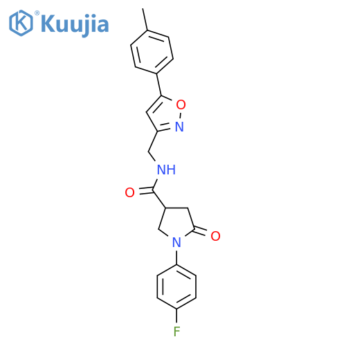 1-(4-fluorophenyl)-N-{5-(4-methylphenyl)-1,2-oxazol-3-ylmethyl}-5-oxopyrrolidine-3-carboxamide structure