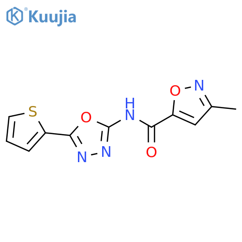 3-methyl-N-5-(thiophen-2-yl)-1,3,4-oxadiazol-2-yl-1,2-oxazole-5-carboxamide structure