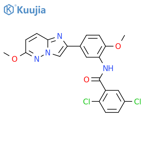 2,5-dichloro-N-(2-methoxy-5-{6-methoxyimidazo1,2-bpyridazin-2-yl}phenyl)benzamide structure