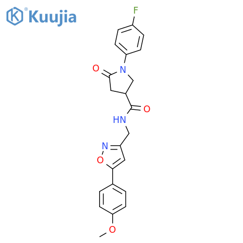1-(4-fluorophenyl)-N-{5-(4-methoxyphenyl)-1,2-oxazol-3-ylmethyl}-5-oxopyrrolidine-3-carboxamide structure