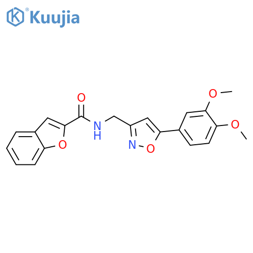 N-{5-(3,4-dimethoxyphenyl)-1,2-oxazol-3-ylmethyl}-1-benzofuran-2-carboxamide structure