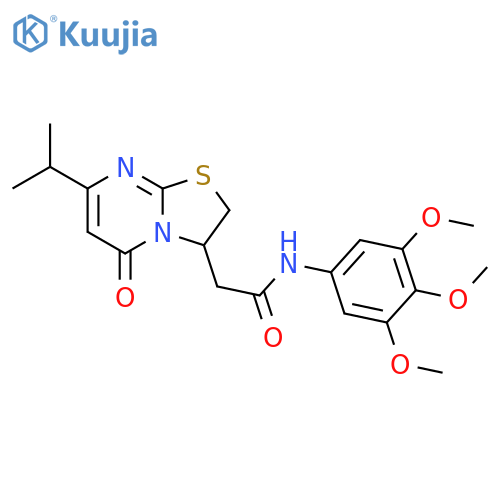 2-5-oxo-7-(propan-2-yl)-2H,3H,5H-1,3thiazolo3,2-apyrimidin-3-yl-N-(3,4,5-trimethoxyphenyl)acetamide structure