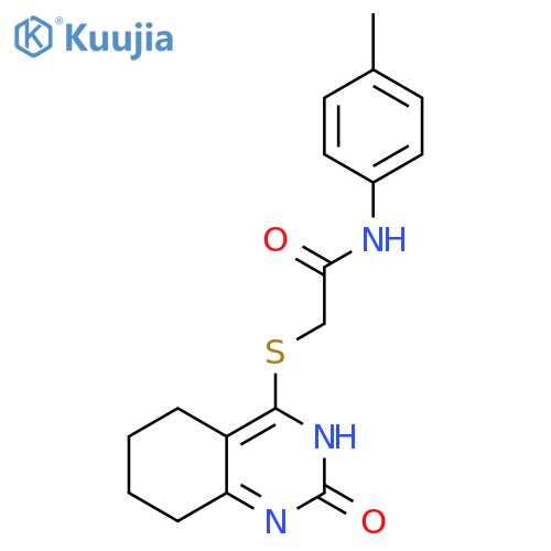 N-(4-methylphenyl)-2-(2-oxo-1,2,5,6,7,8-hexahydroquinazolin-4-yl)sulfanylacetamide structure