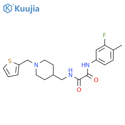N'-(3-fluoro-4-methylphenyl)-N-({1-(thiophen-2-yl)methylpiperidin-4-yl}methyl)ethanediamide structure