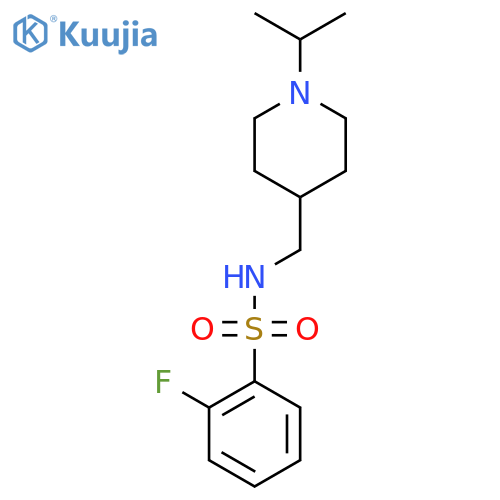 2-fluoro-N-{1-(propan-2-yl)piperidin-4-ylmethyl}benzene-1-sulfonamide structure