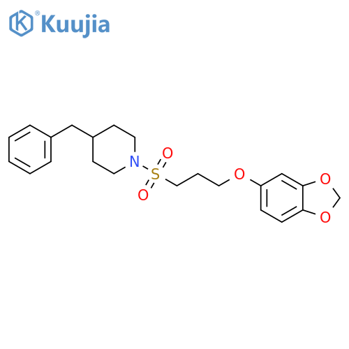 1-3-(2H-1,3-benzodioxol-5-yloxy)propanesulfonyl-4-benzylpiperidine structure