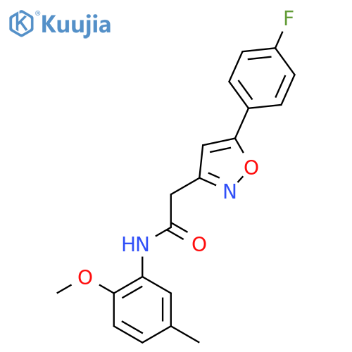 2-5-(4-fluorophenyl)-1,2-oxazol-3-yl-N-(2-methoxy-5-methylphenyl)acetamide structure