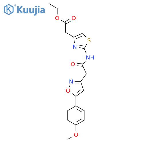 ethyl 2-(2-{2-5-(4-methoxyphenyl)-1,2-oxazol-3-ylacetamido}-1,3-thiazol-4-yl)acetate structure