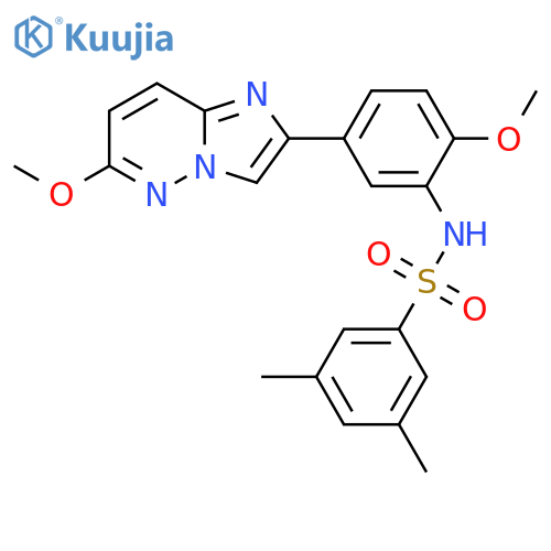 N-(2-methoxy-5-{6-methoxyimidazo1,2-bpyridazin-2-yl}phenyl)-3,5-dimethylbenzene-1-sulfonamide structure