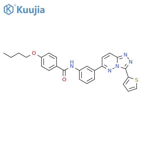 4-butoxy-N-{3-3-(thiophen-2-yl)-1,2,4triazolo4,3-bpyridazin-6-ylphenyl}benzamide structure