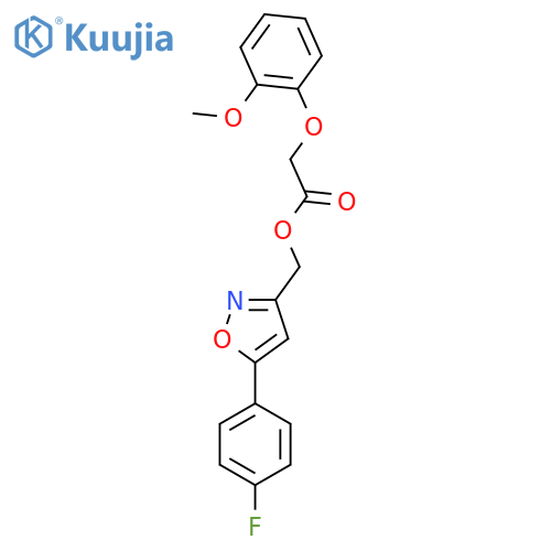 5-(4-fluorophenyl)-1,2-oxazol-3-ylmethyl 2-(2-methoxyphenoxy)acetate structure