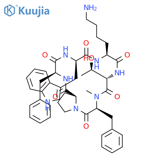 Cyclo(L-lysyl-L-threonyl-N-methyl-L-phenylalanyl-L-prolyl-L-phenylalanyl-D-tryptophyl) structure