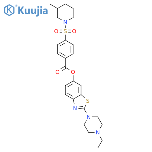 2-(4-ethylpiperazin-1-yl)-1,3-benzothiazol-6-yl 4-(3-methylpiperidin-1-yl)sulfonylbenzoate structure