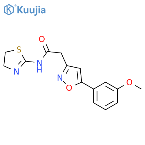 N-(4,5-dihydro-1,3-thiazol-2-yl)-2-5-(3-methoxyphenyl)-1,2-oxazol-3-ylacetamide structure
