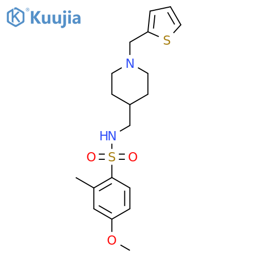 4-methoxy-2-methyl-N-({1-(thiophen-2-yl)methylpiperidin-4-yl}methyl)benzene-1-sulfonamide structure