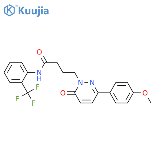 4-3-(4-methoxyphenyl)-6-oxo-1,6-dihydropyridazin-1-yl-N-2-(trifluoromethyl)phenylbutanamide structure