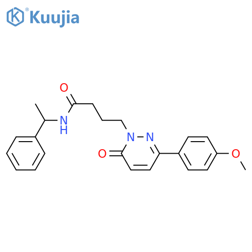 4-3-(4-methoxyphenyl)-6-oxo-1,6-dihydropyridazin-1-yl-N-(1-phenylethyl)butanamide structure