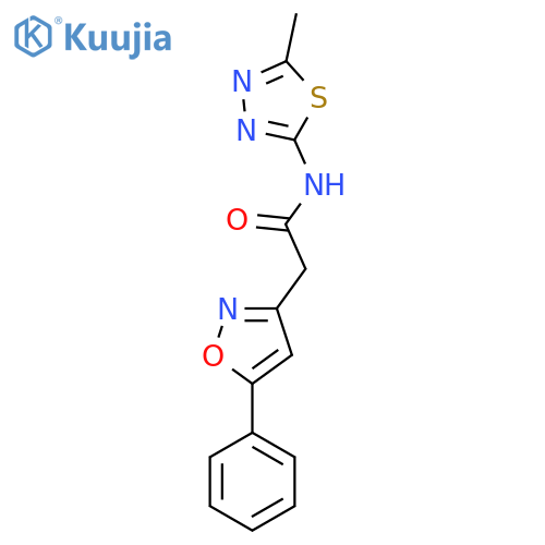 N-(5-methyl-1,3,4-thiadiazol-2-yl)-2-(5-phenyl-1,2-oxazol-3-yl)acetamide structure
