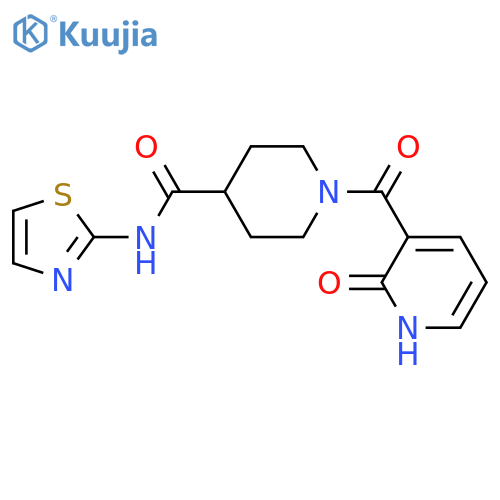 1-(2-oxo-1,2-dihydropyridine-3-carbonyl)-N-(1,3-thiazol-2-yl)piperidine-4-carboxamide structure