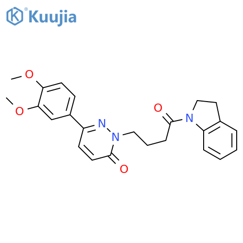 2-4-(2,3-dihydro-1H-indol-1-yl)-4-oxobutyl-6-(3,4-dimethoxyphenyl)-2,3-dihydropyridazin-3-one structure