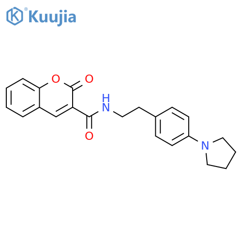 2-oxo-N-{2-4-(pyrrolidin-1-yl)phenylethyl}-2H-chromene-3-carboxamide structure