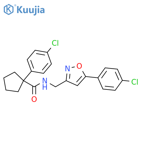 1-(4-chlorophenyl)-N-{5-(4-chlorophenyl)-1,2-oxazol-3-ylmethyl}cyclopentane-1-carboxamide structure