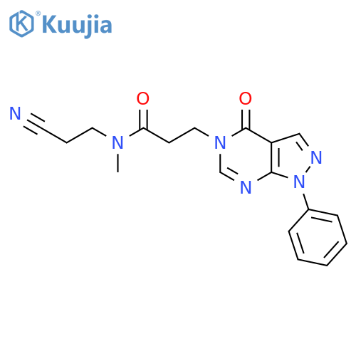 N-(2-cyanoethyl)-N-methyl-3-{4-oxo-1-phenyl-1H,4H,5H-pyrazolo3,4-dpyrimidin-5-yl}propanamide structure