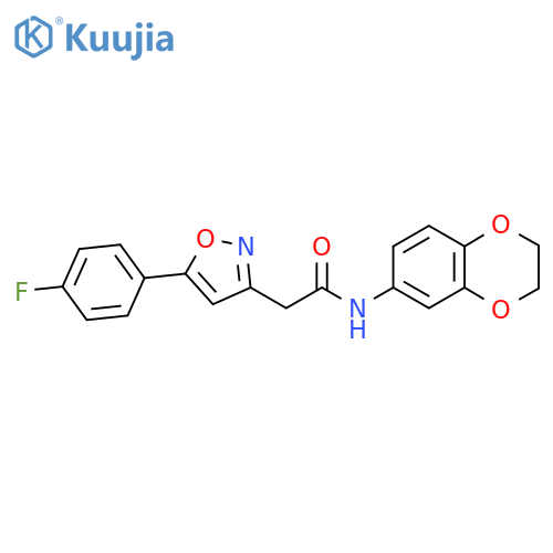 N-(2,3-dihydro-1,4-benzodioxin-6-yl)-2-5-(4-fluorophenyl)-1,2-oxazol-3-ylacetamide structure