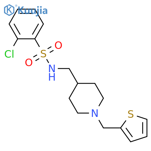 2-chloro-N-({1-(thiophen-2-yl)methylpiperidin-4-yl}methyl)benzene-1-sulfonamide structure