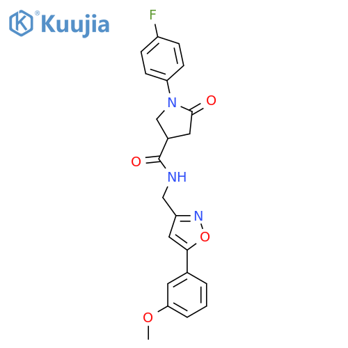 1-(4-fluorophenyl)-N-{5-(3-methoxyphenyl)-1,2-oxazol-3-ylmethyl}-5-oxopyrrolidine-3-carboxamide structure