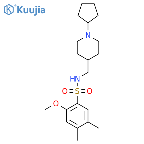 N-(1-cyclopentylpiperidin-4-yl)methyl-2-methoxy-4,5-dimethylbenzene-1-sulfonamide structure