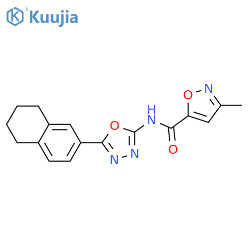 3-methyl-N-5-(5,6,7,8-tetrahydronaphthalen-2-yl)-1,3,4-oxadiazol-2-yl-1,2-oxazole-5-carboxamide structure